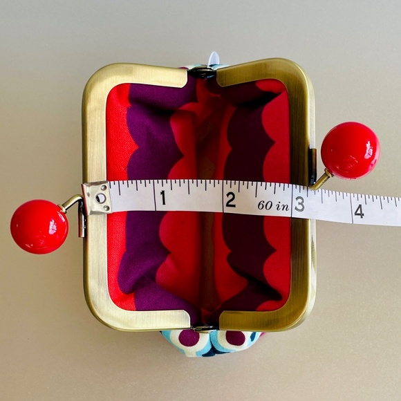 Handmade Gamaguchi Style Coin Purse - Atomic Floral Pop Art Print - Picture 9 of 9